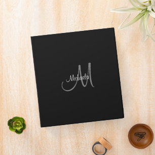 Classeur Noir Et Blanc Monogramme Lettre Initiale