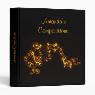 Classeur Noir et notes musicales d'or