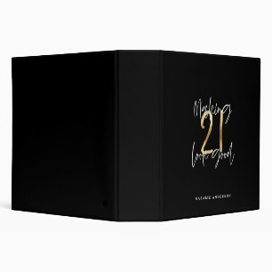Classeur Noir et or 21e anniversaire script moderne design