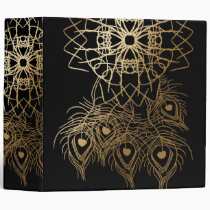 Classeur Noir et plume Dreamcatcher de paon d'or