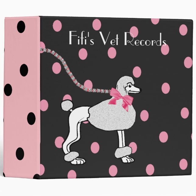 Classeur noir et rose de caniche (Devant/Côté)