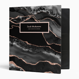 Classeur Noir et Rose Gold Agate Geode Professional