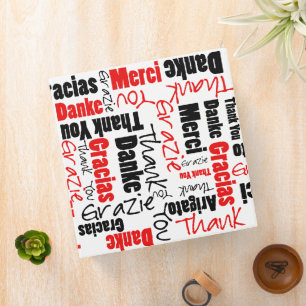 Classeur Noir et rouge Merci Mot Cloud