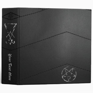 Classeur Noir Faux Cuir Serpent Peau Sigile de Lucifer