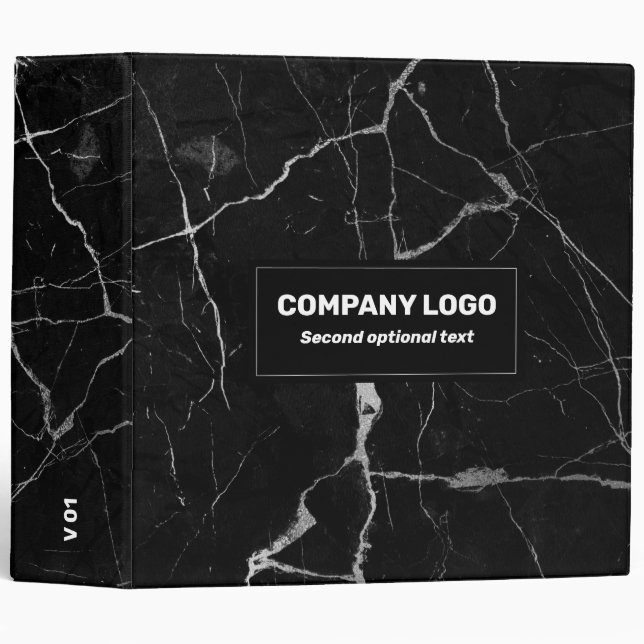 Classeur Noir faux marbre gris argenté (Devant/Côté)