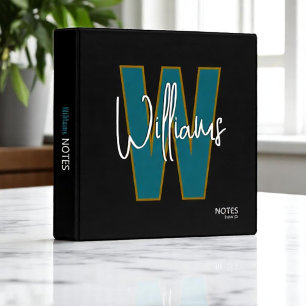 Classeur noir initial bleu pour les notes