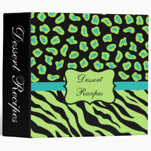 Classeur Noir, Lime Vert & Turquoise Zebra & Cheetah Skin