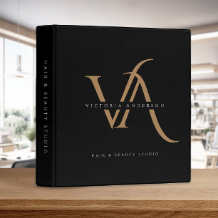 Classeur Noir Or Élégant Monogramme moderne Custom Business