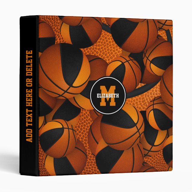 Classeur noir orange enfants basket couleurs équipe (Devant/Côté)