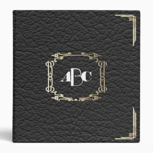 Classeur Noir personnalisé de monogramme simili cuir