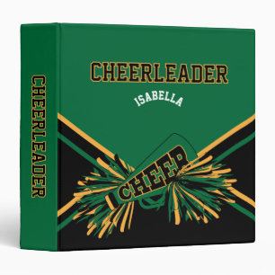 Classeur Noir pom-pom girl, Or et Vert foncé 1,5 po