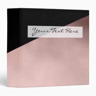 Classeur noir rose d'or de faux moderne élégant géométrique