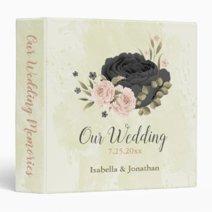 Classeur noir rousse rose fleurs mariage album photo