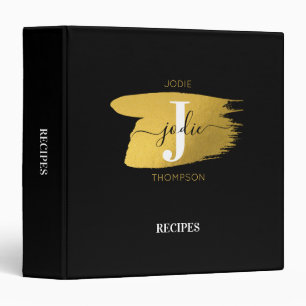 Classeur Noir Script Monogramme Recette initiale Livre de r