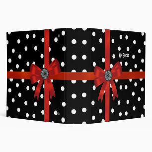 Classeur Noir Tache Blanche Ruban Rouge