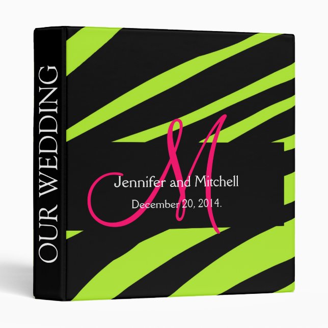 Classeur noir vert de wedding planner d'impression (Devant/Côté)
