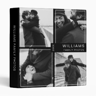 Classeur Nom de famille noir moderne Photo Collage Album