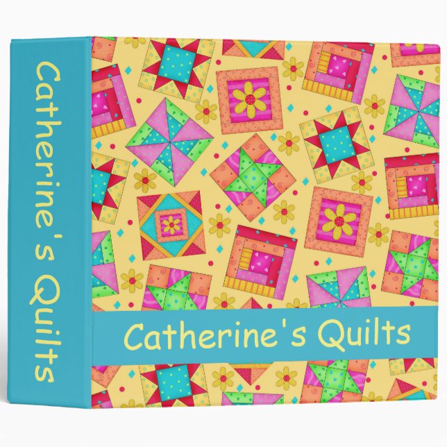 Classeur Nom de la surface composée en Patchwork Jaune Albu (Devant/Côté)