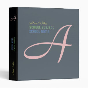 Classeur Nom de l'école et sujet monogrammé