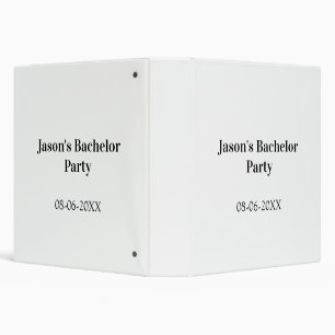 Classeur Nom de l'enterrement de vie de garçon date simple