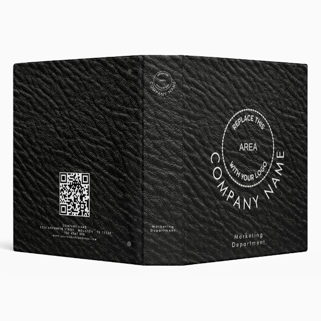 Classeur Nom de l'entreprise Logo Code QR Cuir synthétique  (Arrière-plan)