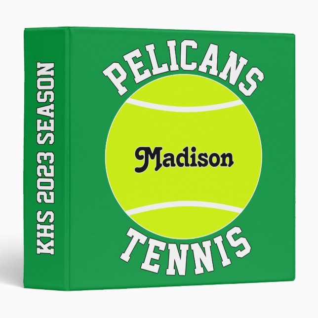Classeur Nom de l'équipe de tennis Nom du joueur Texte et c (Devant/Côté)