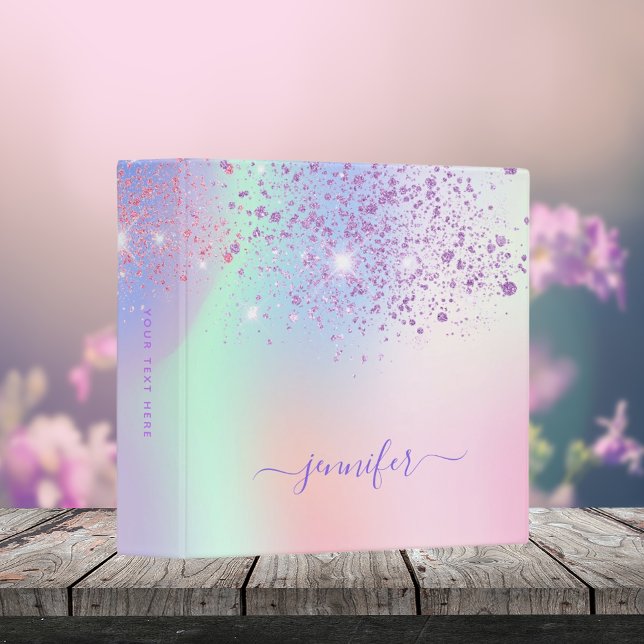 Classeur Nom de mousseux rose holographique (Créateur téléchargé)