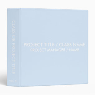 Classeur Nom de projet de classe personnalisée bleu clair m
