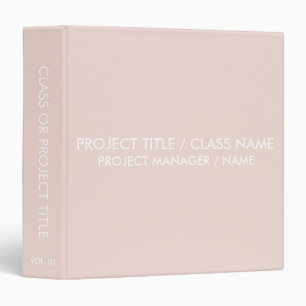 Classeur Nom de projet de classe personnalisée rose pâle mi
