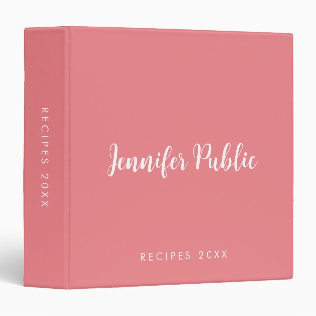 Classeur Nom de texte modifiable Monogramme Recettes Typogr (Devant/Côté)
