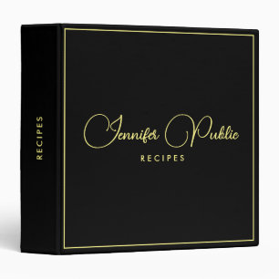 Classeur Nom de typographie Livre de recettes noir et or