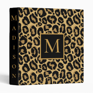 Classeur Nom du joli monogramme de léopard