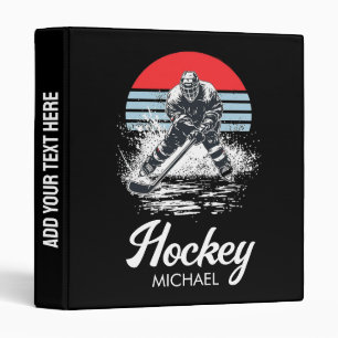 Classeur Nom du joueur de hockey personnalisé tendance noir