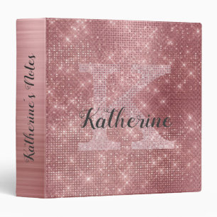 Classeur Nom du monogramme du diamant rose rose rose rouge