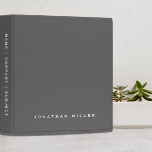 Classeur Nom du monogramme gris minimal