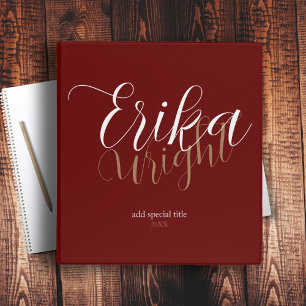 Classeur Nom du script de fille rouge foncé