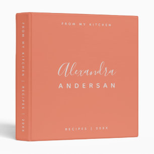 Classeur Nom du script Monogramme Coral Blanc Moderne Minim