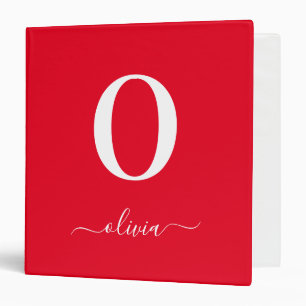Classeur Nom du script Monogramme Personnalisé Rouge Et Bla