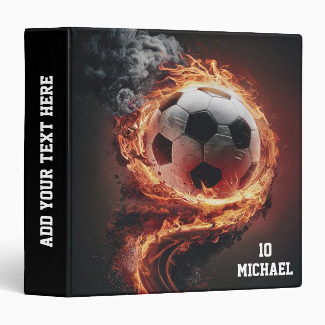Classeur Nom Et Numéro Personnalisés Soccer Ball Football (Devant/Côté)
