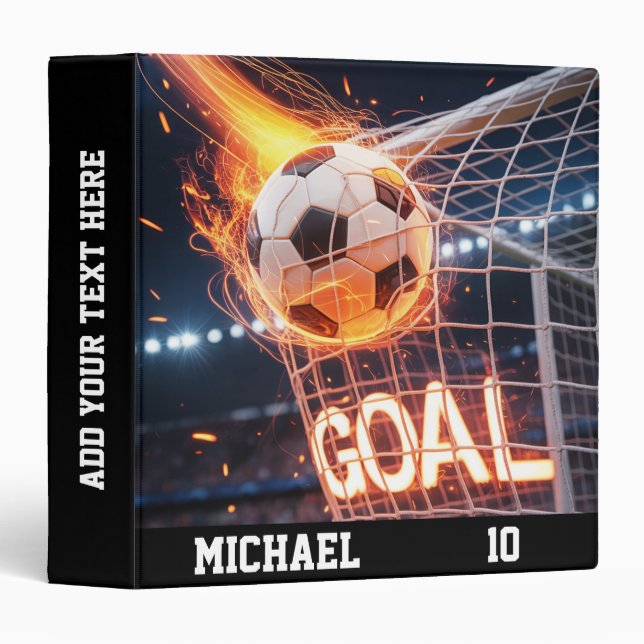 Classeur Nom Et Numéro Personnalisés Soccer Ball Football (Devant/Côté)