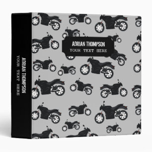 Classeur Nom et texte personnalisés du Motif de moto