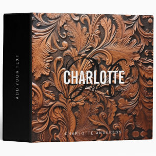 Classeur Nom féminin monogramme en cuir à outils