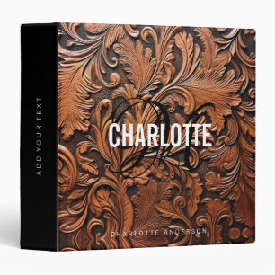 Classeur Nom féminin monogramme en cuir à outils