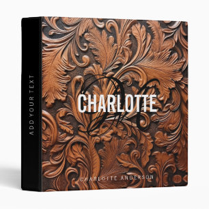 Classeur Nom féminin monogramme en cuir à outils