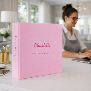 Classeur Nom initial du monogramme rose