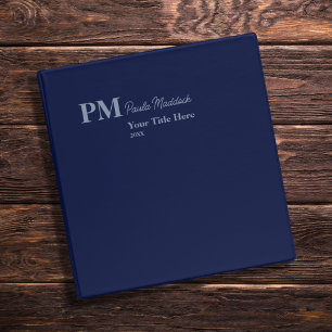 Classeur Nom Monogramme Bleu Minimaliste sur Fond Marine