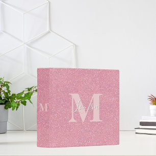 Classeur Nom monogramme de la parties scintillant rose pâle