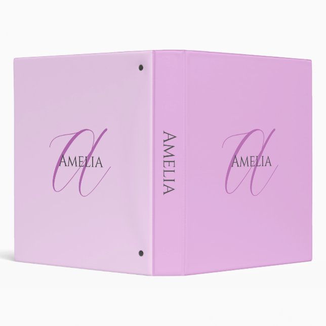 Classeur Nom Monogramme Lettre Initiale Orchidée & Lilas (Arrière-plan)
