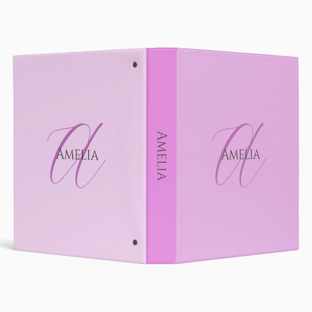 Classeur Nom Monogramme Lettre Initiale Orchidée & Lilas (Arrière-plan)