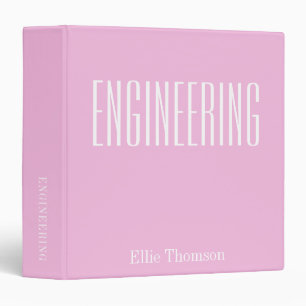 Classeur Nom Monogramme personnalisé Ingénierie Pink School